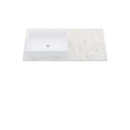 43" Vanderloc Silestone® Quartz Bathroom Vanity Top | Single Rectangle Sink | Offset in Lusso