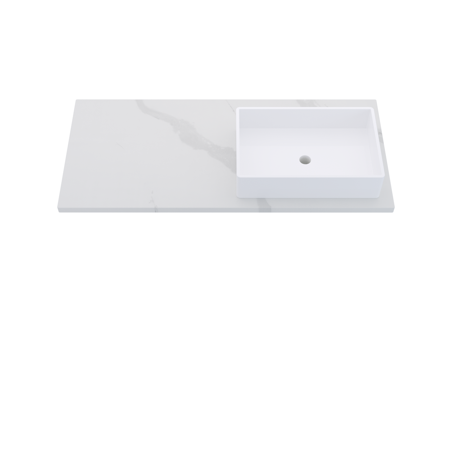 49" Vanderloc Silestone® Quartz Bathroom Vanity Top | Single Vigo Sink | Offset in Classic Calacatta