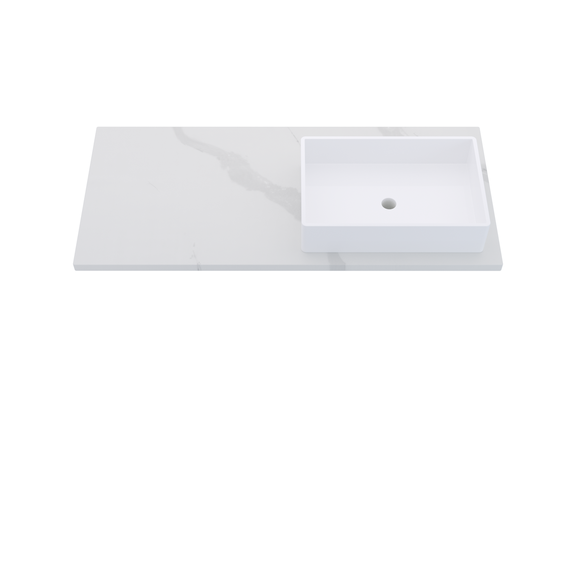 49" Vanderloc Silestone® Quartz Bathroom Vanity Top | Single Vigo Sink | Offset in Classic Calacatta