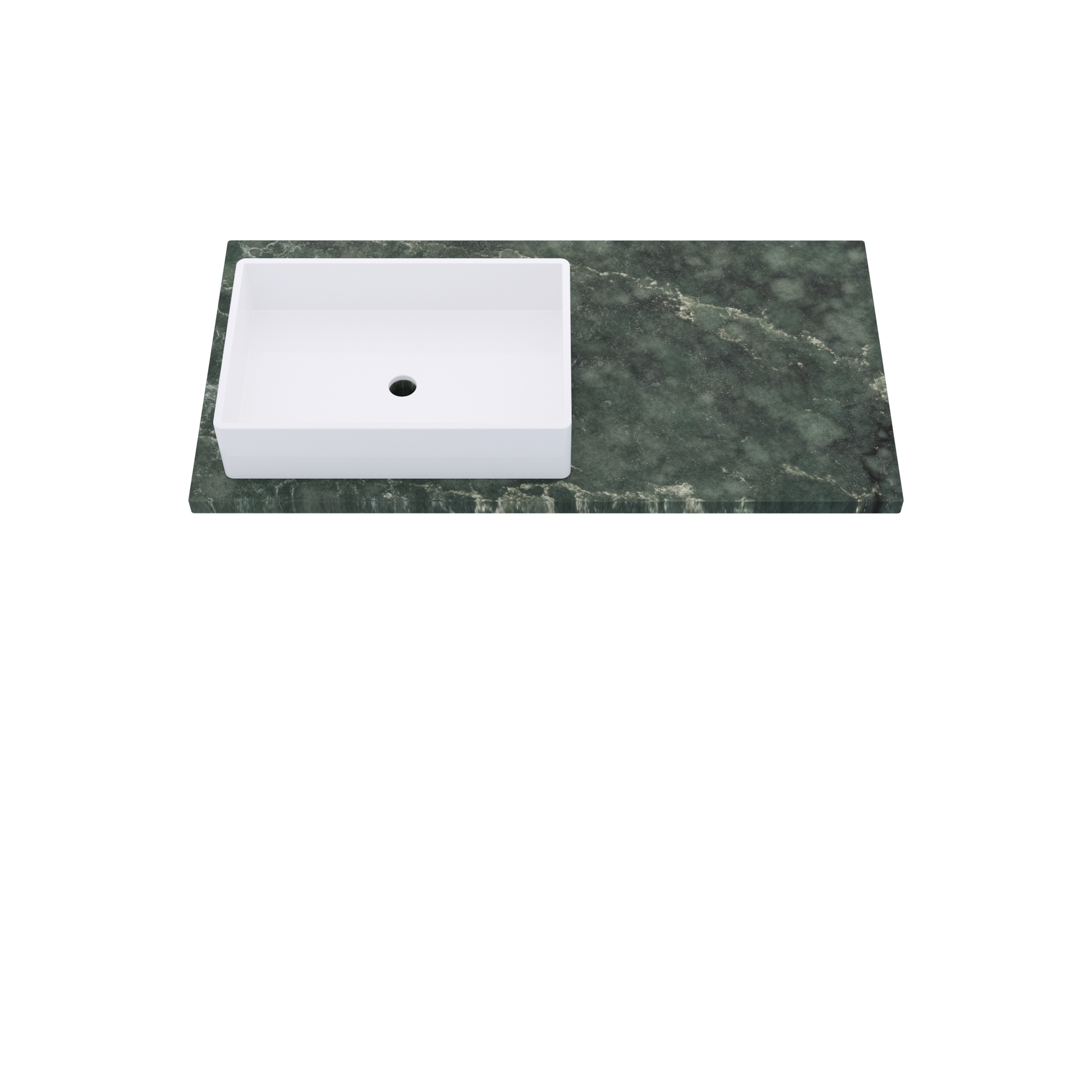 43" Vanderloc Silestone® Quartz Bathroom Vanity Top | Single Rectangle Sink | Offset in Jardin Emerald