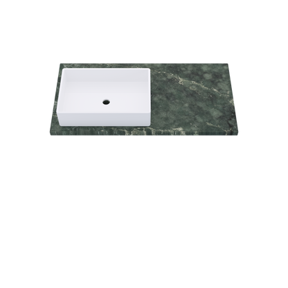 43" Vanderloc Silestone® Quartz Bathroom Vanity Top | Single Rectangle Sink | Offset in Jardin Emerald
