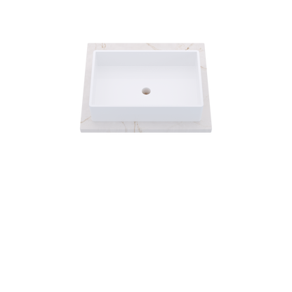 25" Vanderloc Silestone® Quartz Bathroom Vanity Top | Single Vigo Sink | Centered in Versailles Ivory