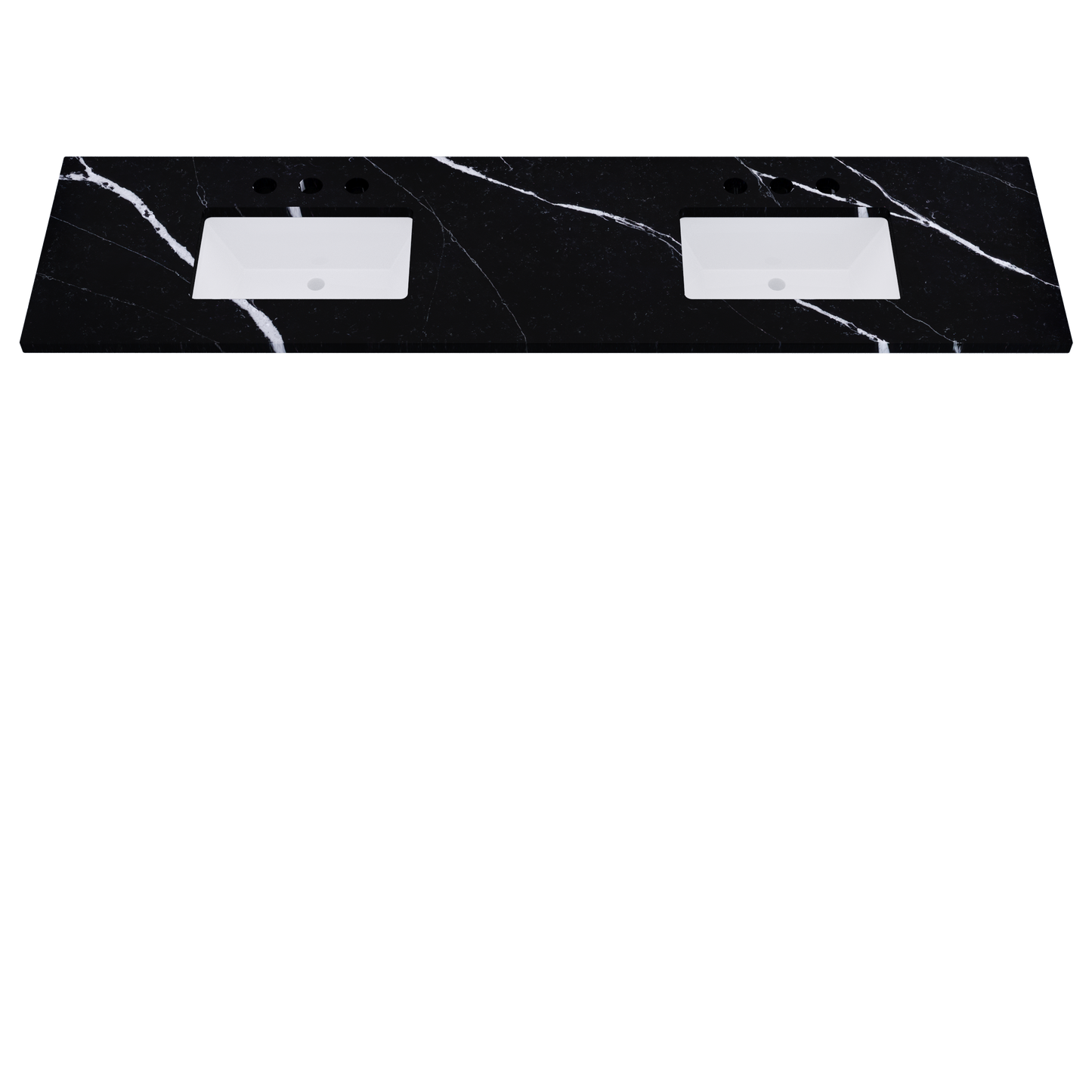 85" Vanderloc Silestone® Quartz Bathroom Vanity Top | Double Rectangle Sink | Centered in Eternal Marquina