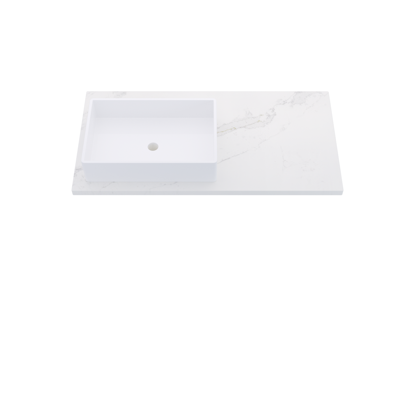 43" Vanderloc Silestone® Quartz Bathroom Vanity Top | Single Rectangle Sink | Offset in Et Calacatta Gold