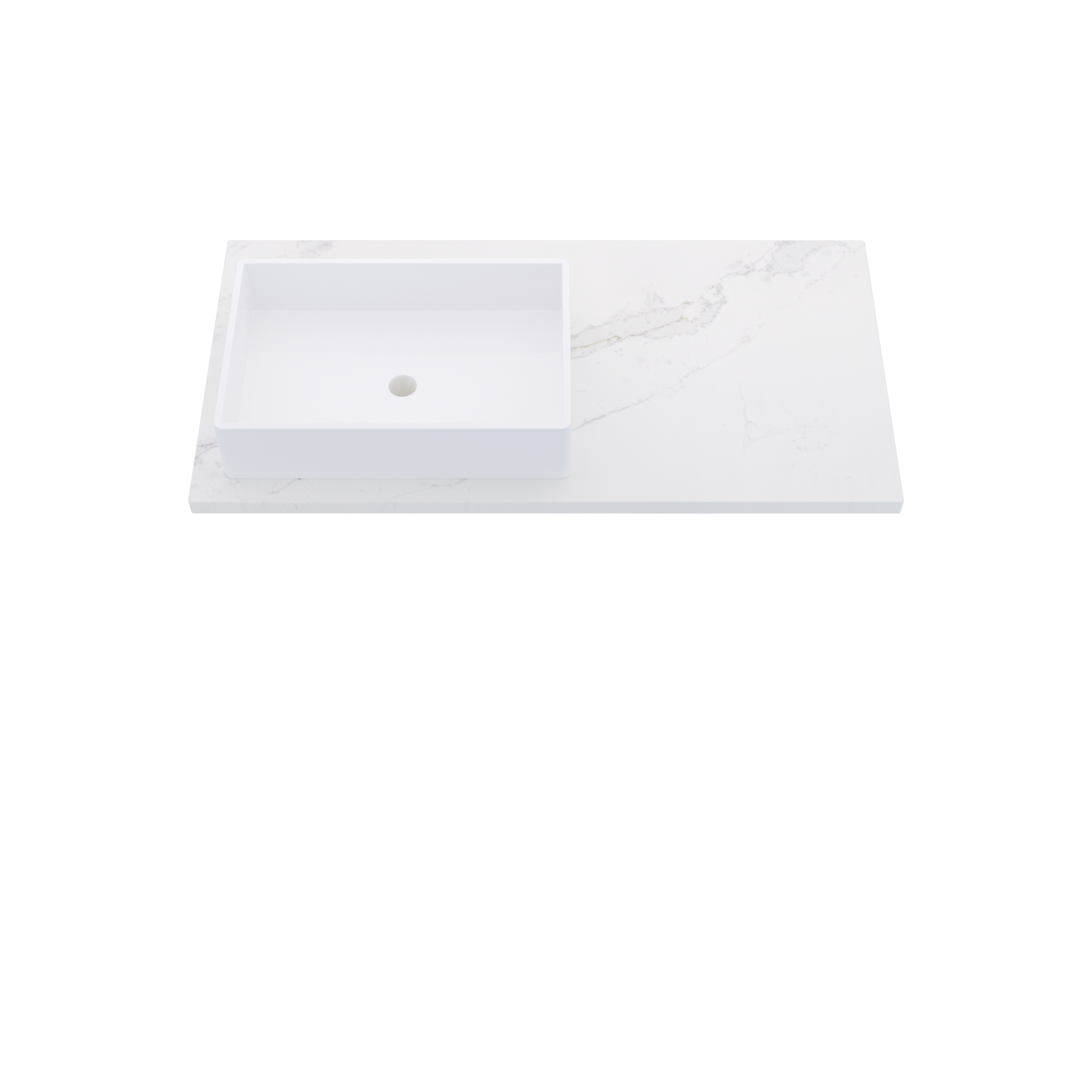 43" Vanderloc Silestone® Quartz Bathroom Vanity Top | Single Rectangle Sink | Offset in Et Calacatta Gold
