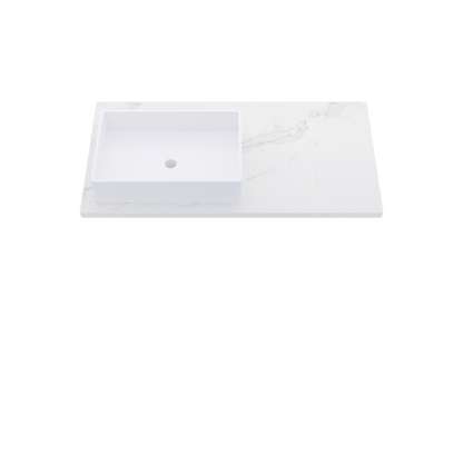43" Vanderloc Silestone® Quartz Bathroom Vanity Top | Single Rectangle Sink | Offset in Et Calacatta Gold