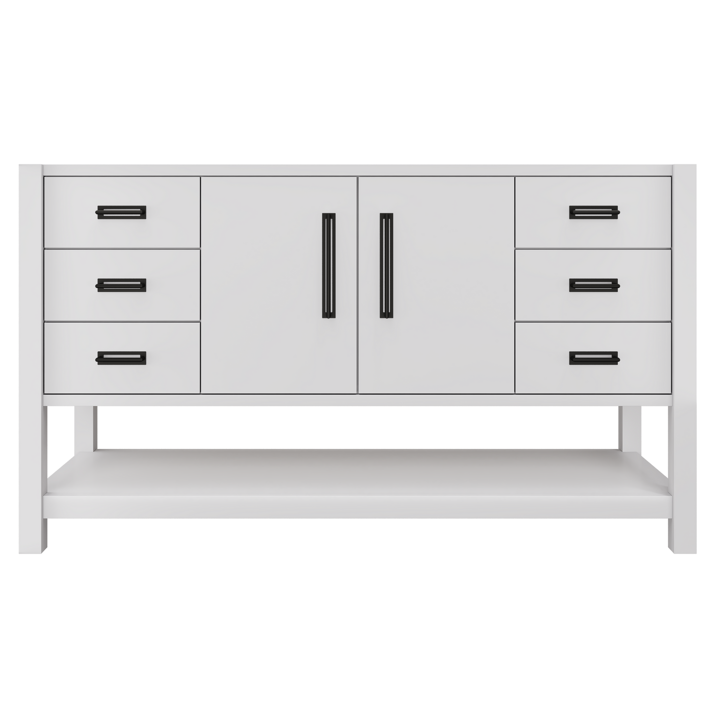 Kiawah Single Extra-Wide Bath Vanity 60in Strong White Matte Black