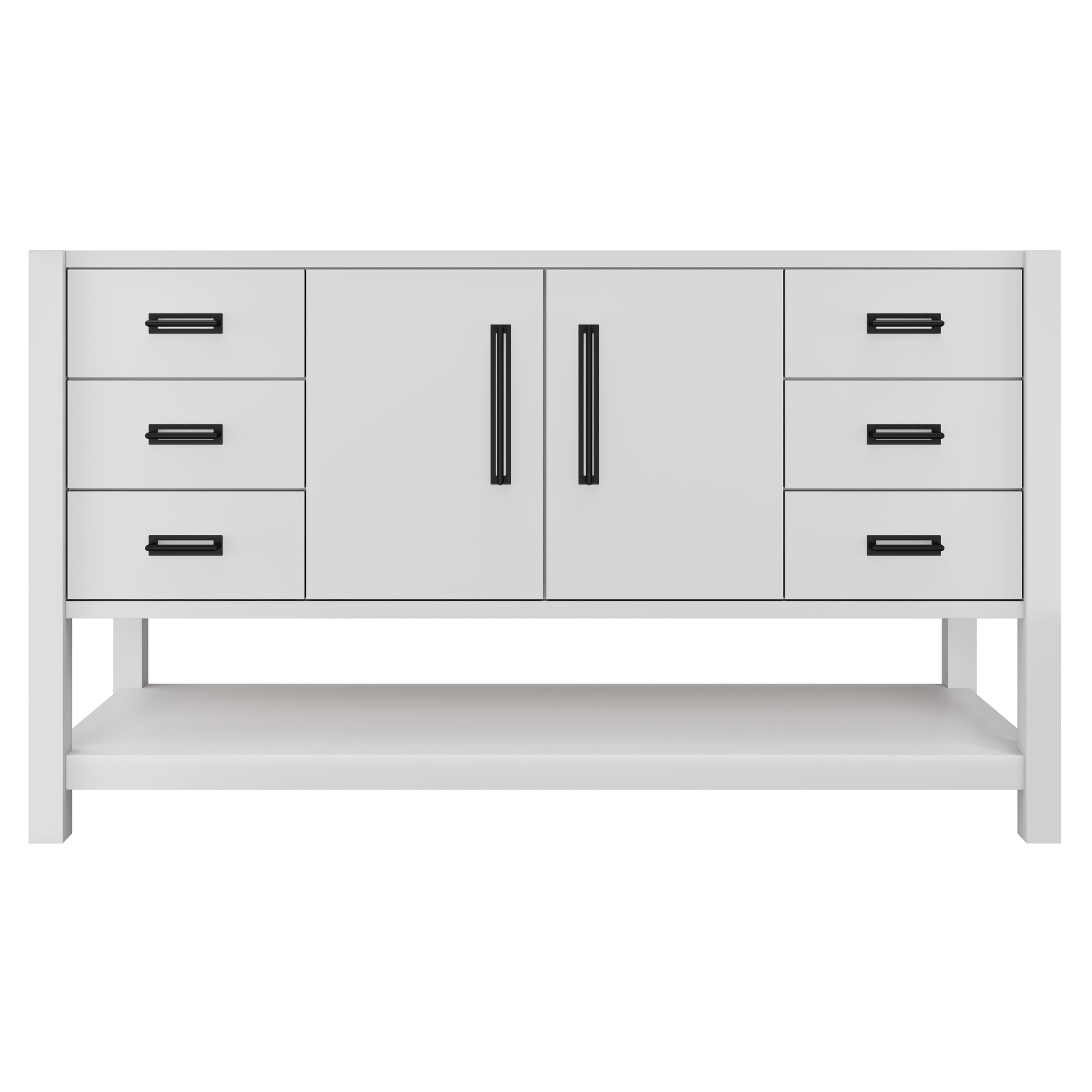 Kiawah Single Extra-Wide Bath Vanity 60in Strong White Matte Black