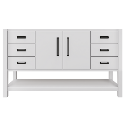 Kiawah Single Extra-Wide Bath Vanity 60in Strong White Matte Black