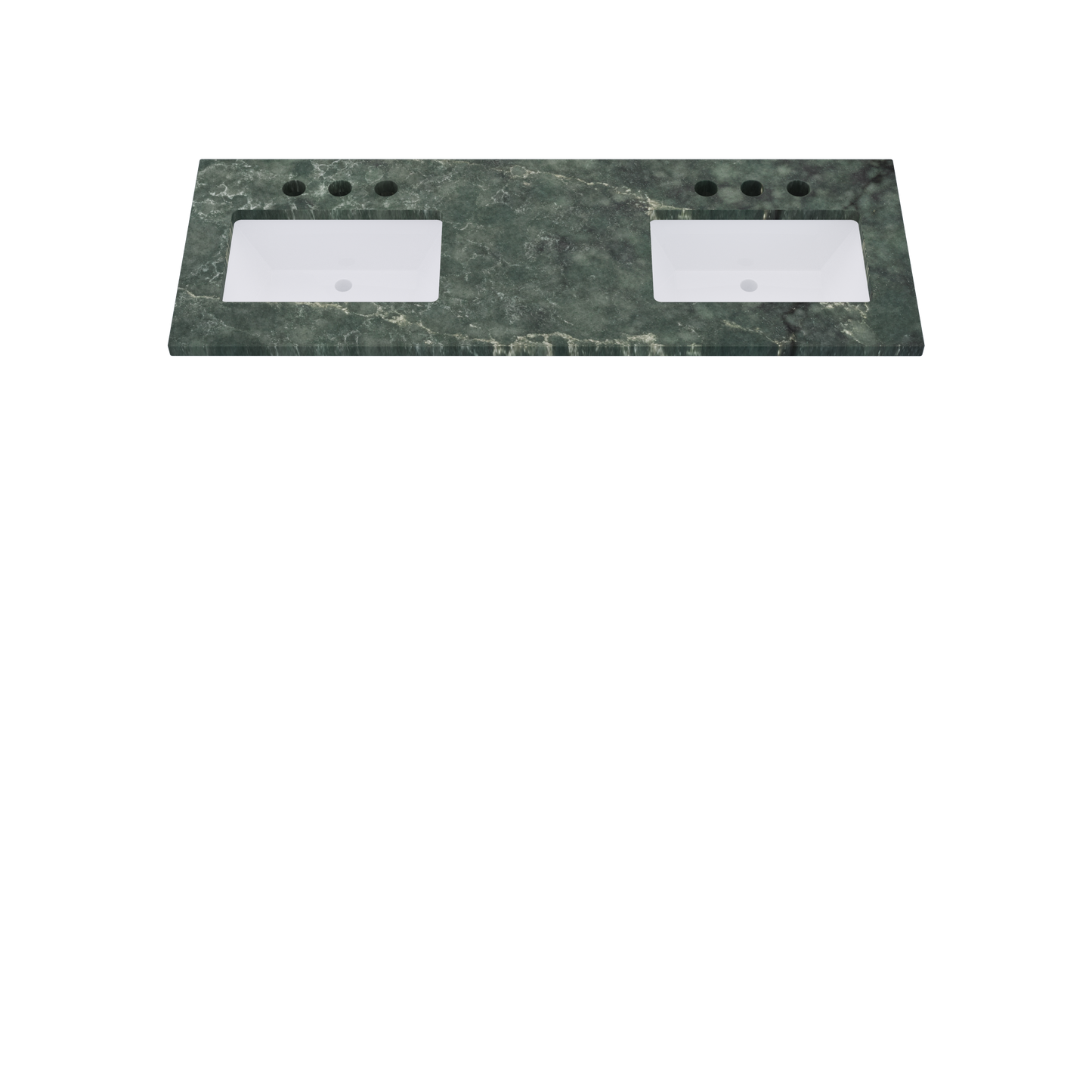 61" Vanderloc Silestone® Quartz Bathroom Vanity Top | Double Rectangle Sink | Offset in Jardin Emerald