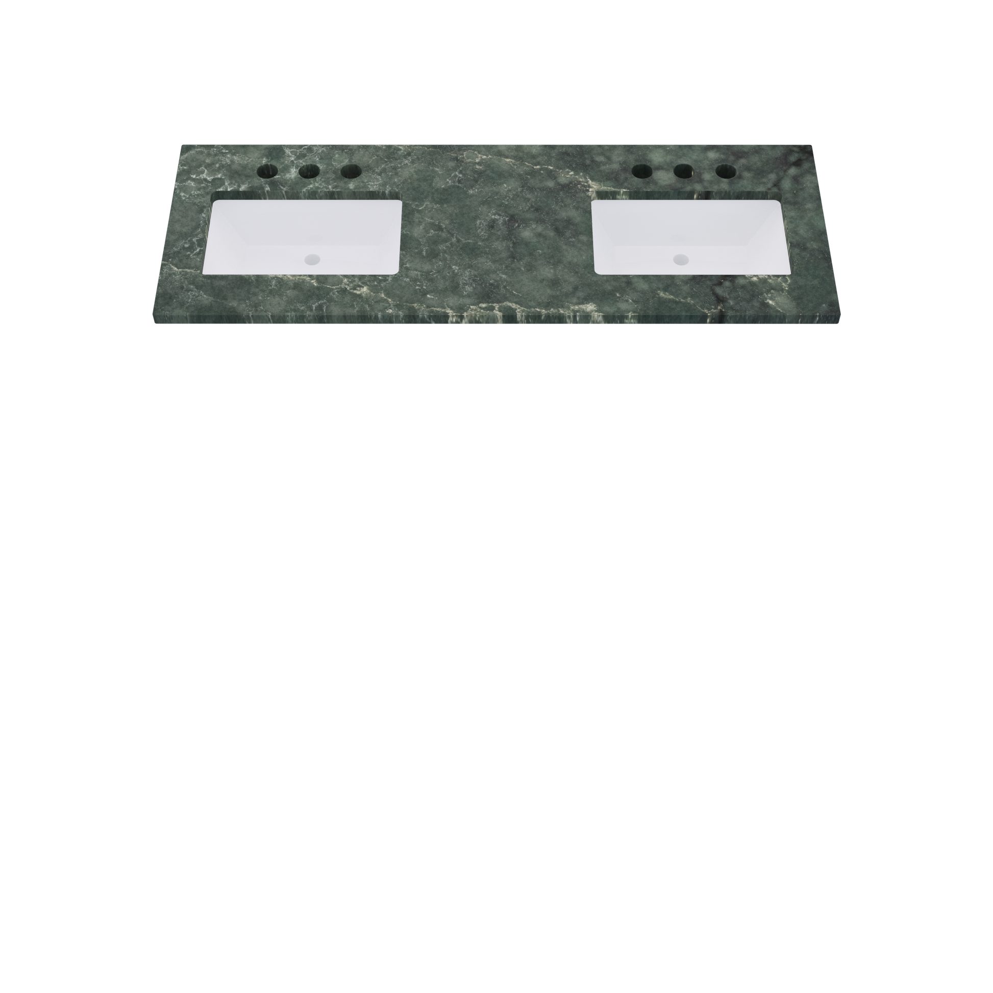 61" Vanderloc Silestone® Quartz Bathroom Vanity Top | Double Rectangle Sink | Offset in Jardin Emerald