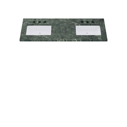 61" Vanderloc Silestone® Quartz Bathroom Vanity Top | Double Rectangle Sink | Offset in Jardin Emerald
