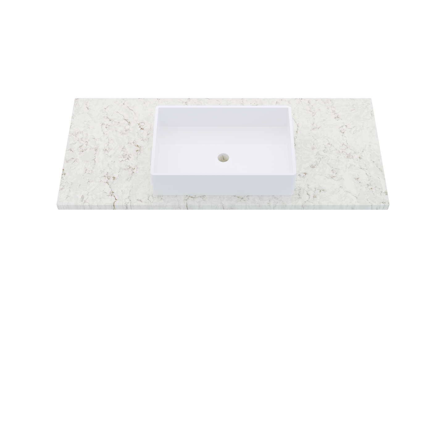 49" Vanderloc Silestone® Quartz Bathroom Vanity Top | Single Vigo Sink | Centered in Lusso