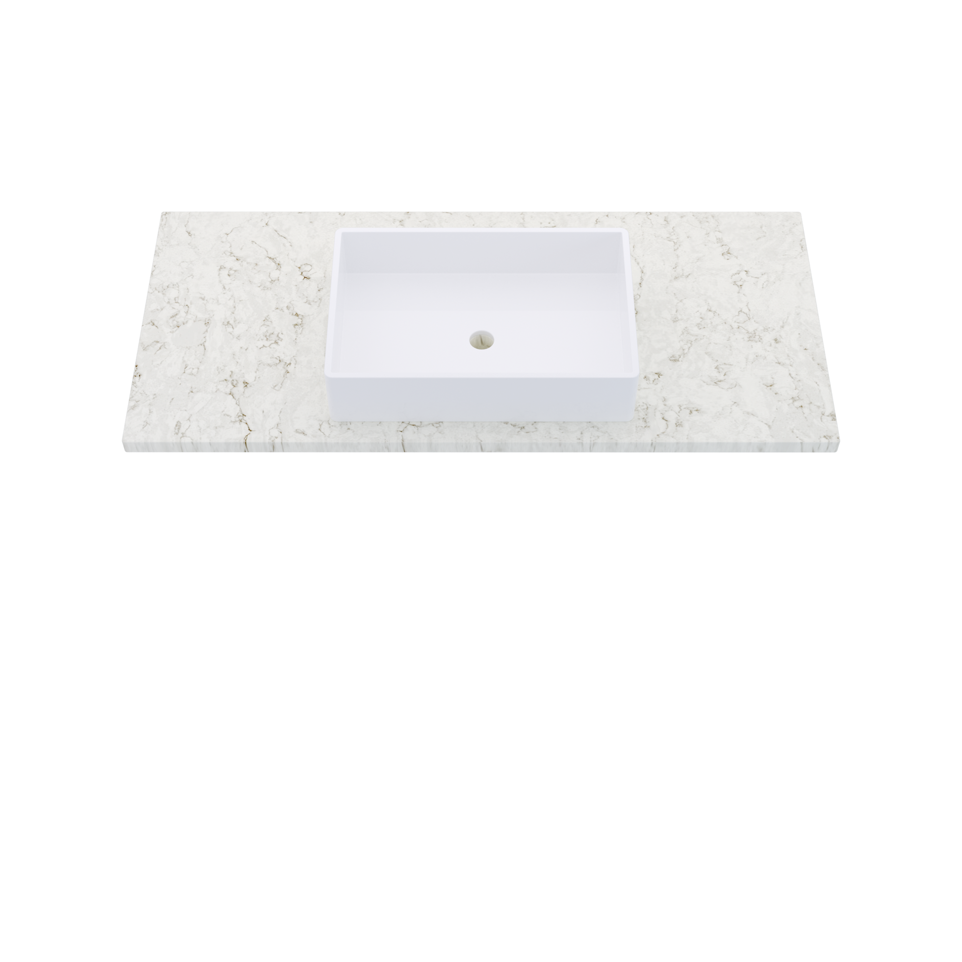 49" Vanderloc Silestone® Quartz Bathroom Vanity Top | Single Vigo Sink | Centered in Lusso