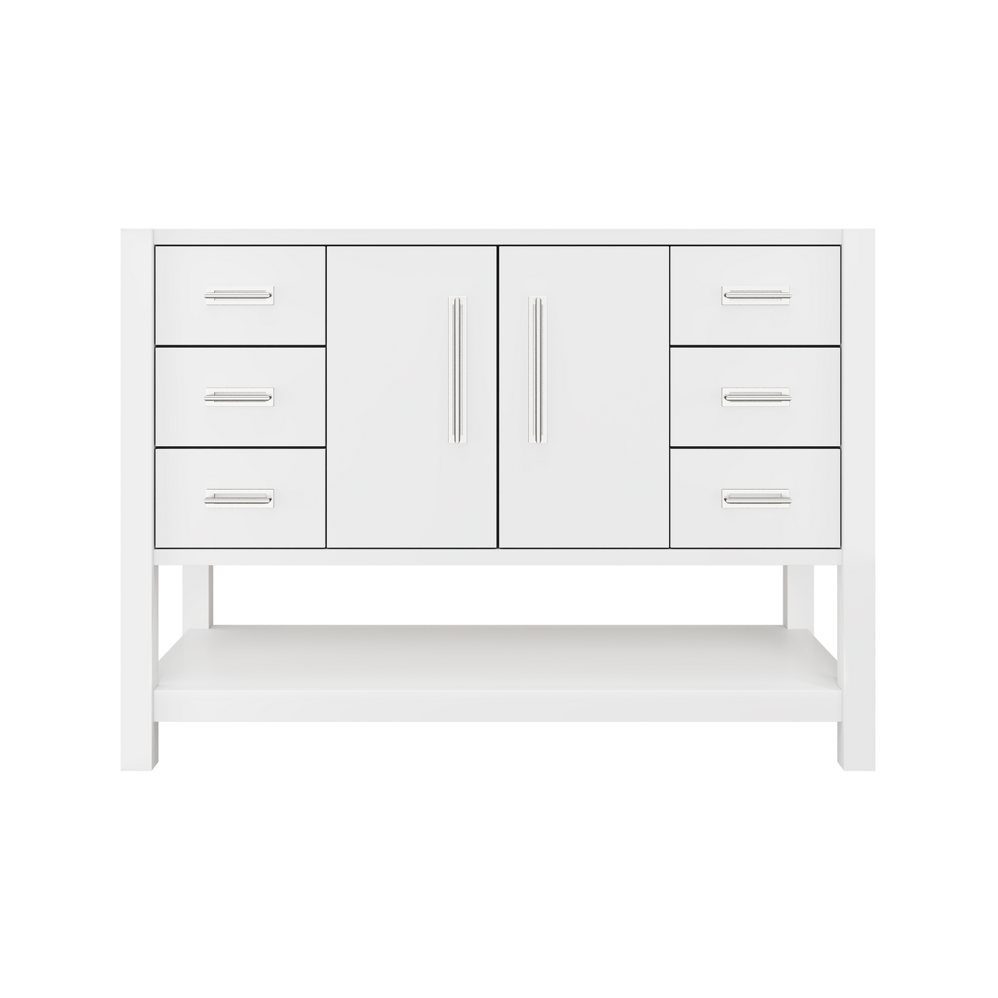 Kiawah Single Extra-Wide Bath Vanity 48in Pure White Polished Chrome