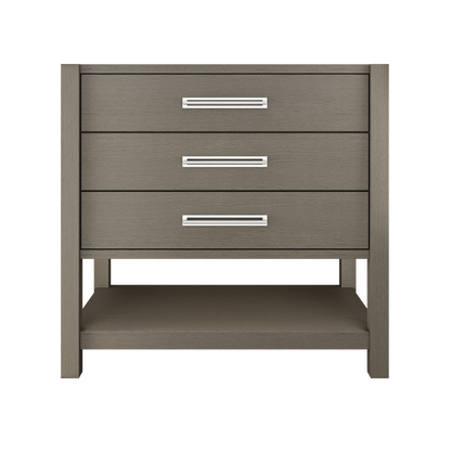 Kiawah 3-Drawer Single Bath Vanity 36in Gray Weathered Polished Chrome