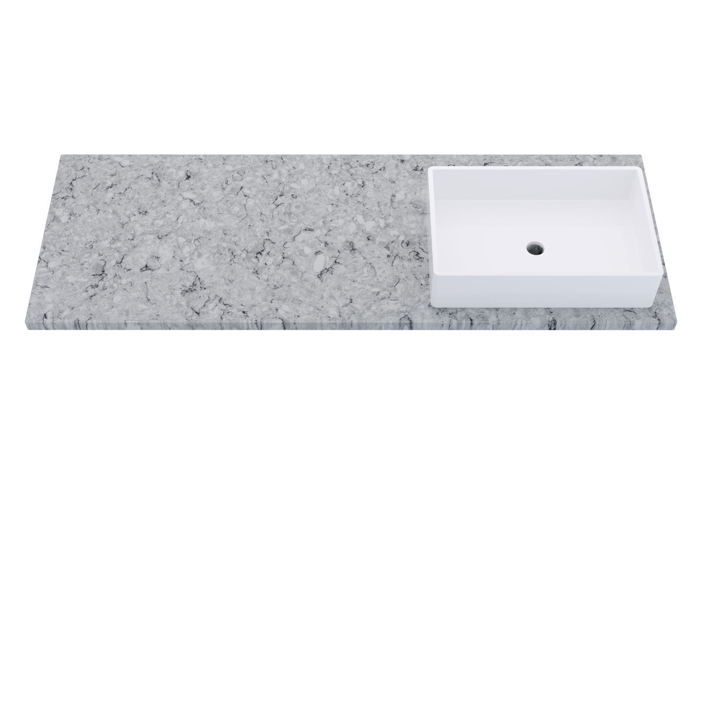 61" Vanderloc Silestone® Quartz Bathroom Vanity Top | Single Vigo Sink | Right Offset in Pietra