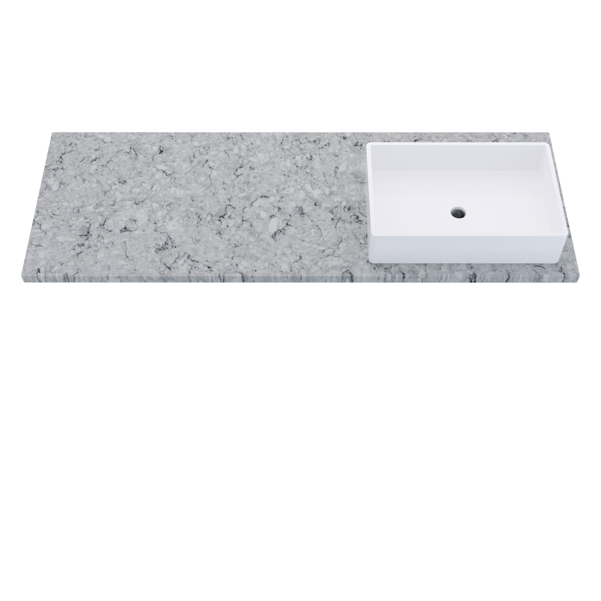 61" Vanderloc Silestone® Quartz Bathroom Vanity Top | Single Vigo Sink | Right Offset in Pietra