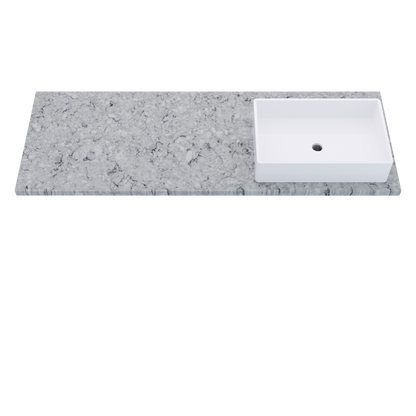 61" Vanderloc Silestone® Quartz Bathroom Vanity Top | Single Vigo Sink | Right Offset in Pietra