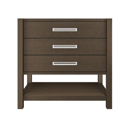 Kiawah 3-Drawer Single Bath Vanity 36in Russet Shadow Polished Chrome