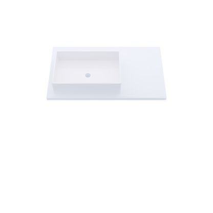 37" Vanderloc Silestone® Quartz Bathroom Vanity Top | Single Rectangle Sink | Offset in Miami White