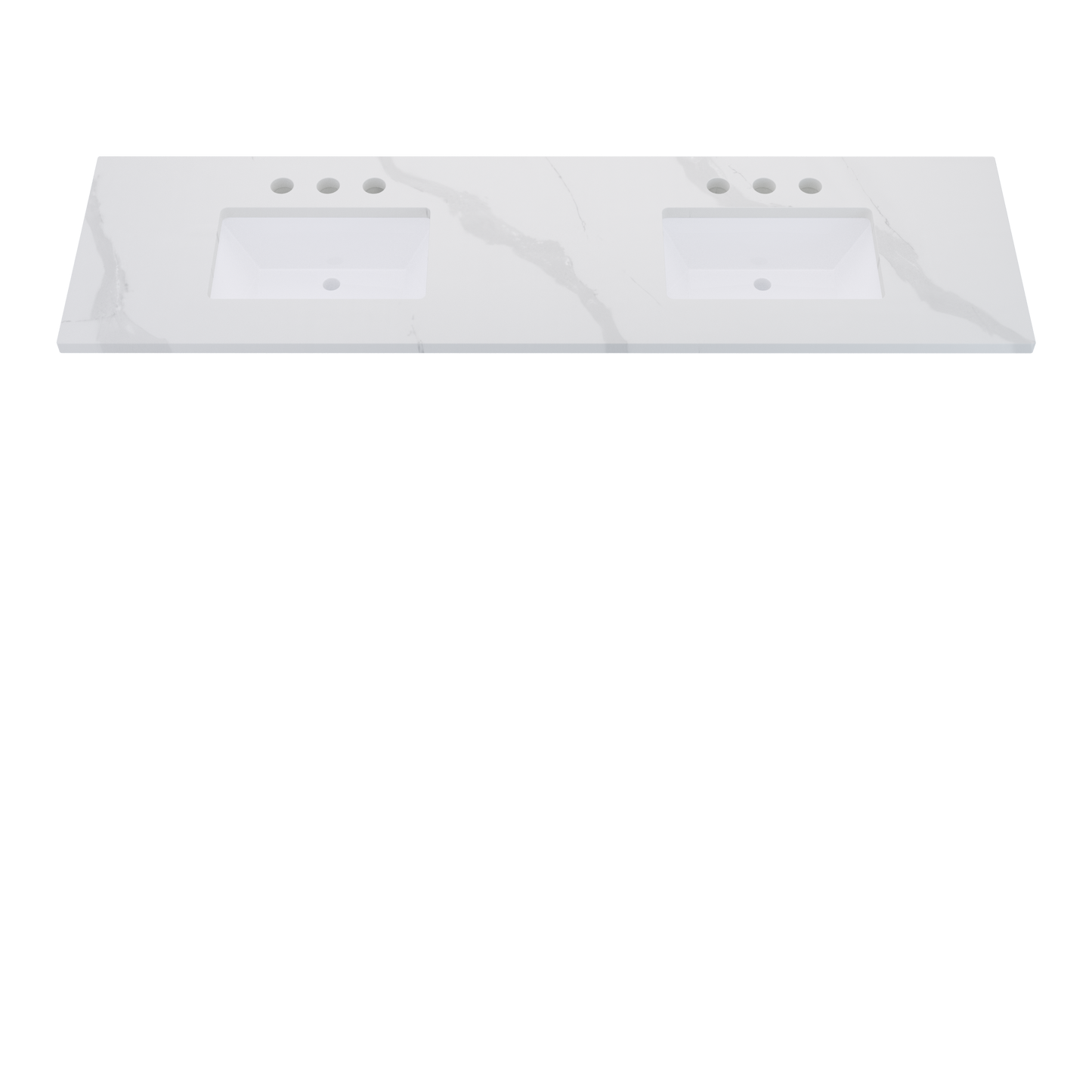 79" Vanderloc Silestone® Quartz Bathroom Vanity Top | Double Rectangle Sink | Centered in Classic Calacatta