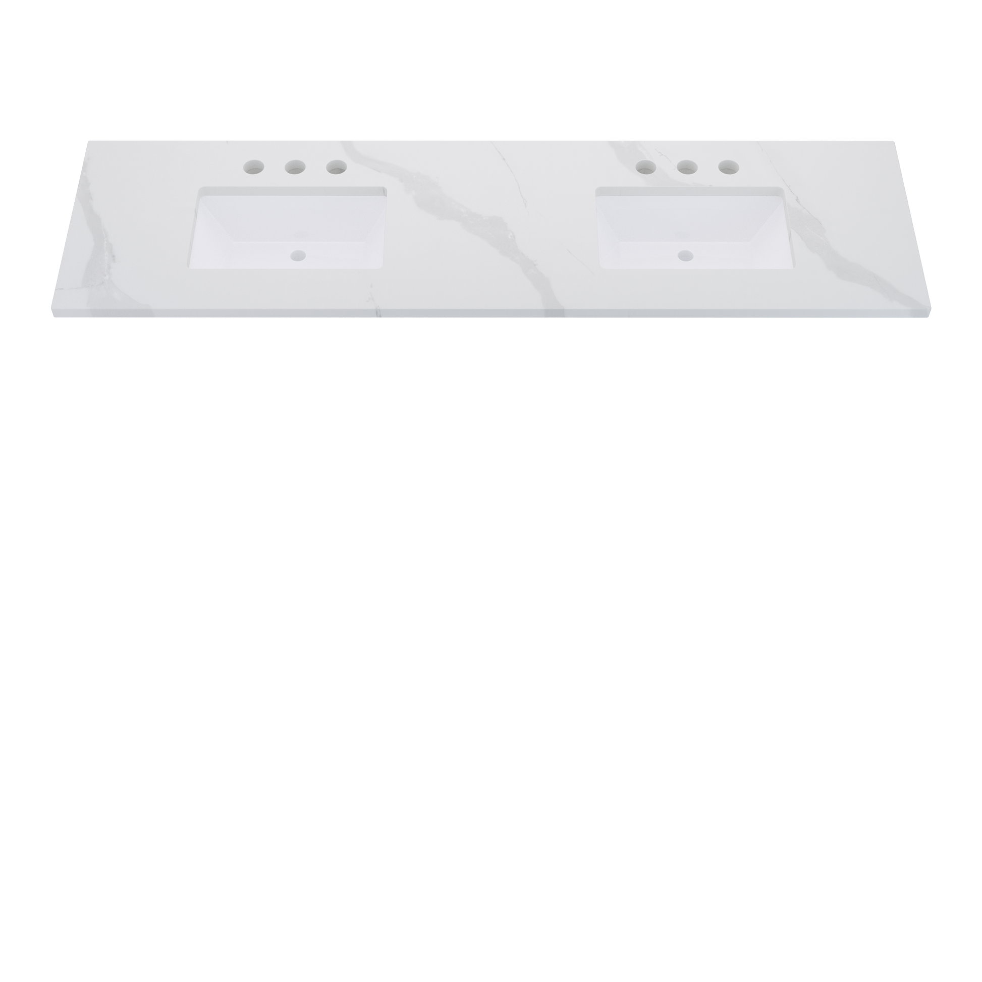 79" Vanderloc Silestone® Quartz Bathroom Vanity Top | Double Rectangle Sink | Centered in Classic Calacatta