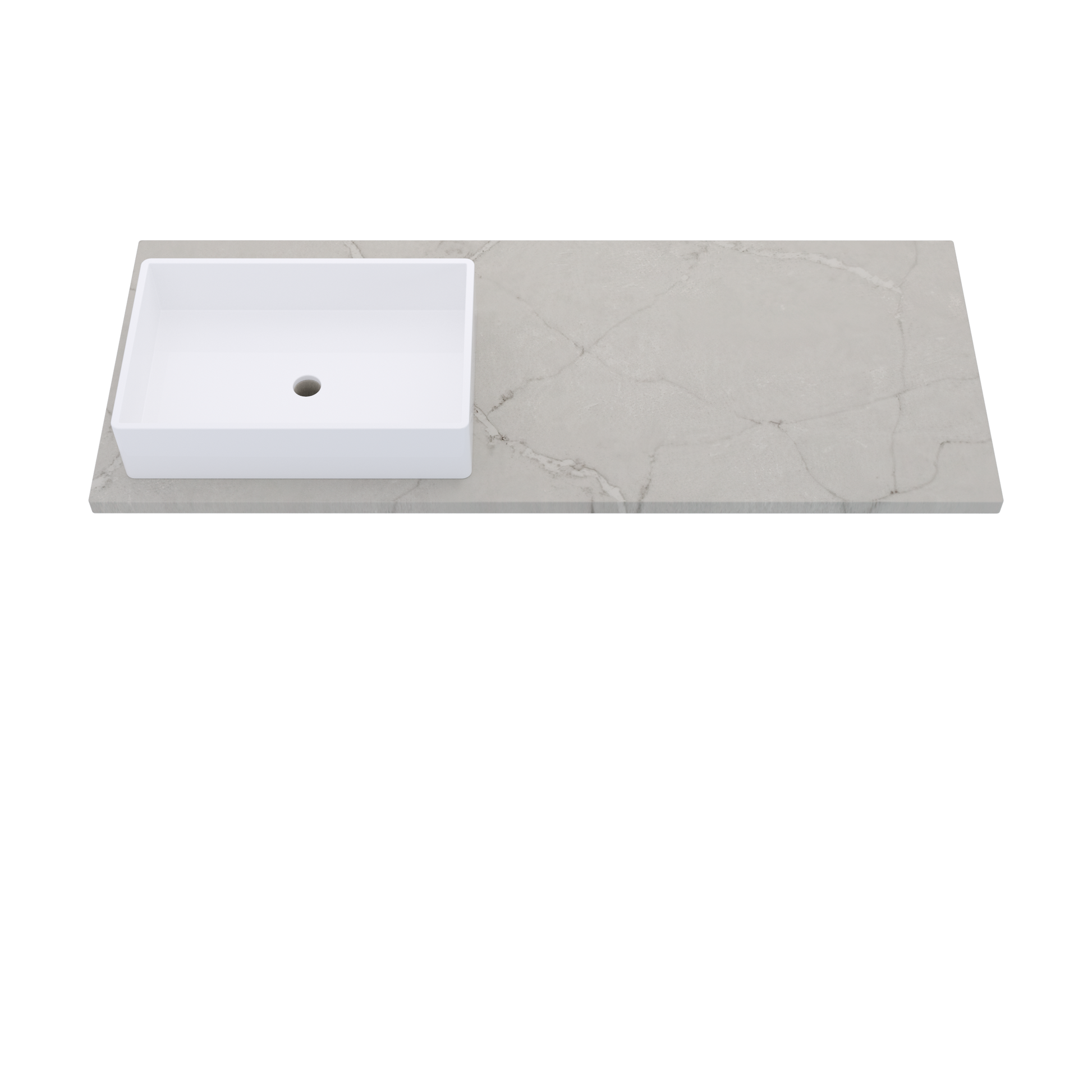 55" Vanderloc Silestone® Quartz Bathroom Vanity Top | Single Rectangle Sink | Offset in Victorian Silver