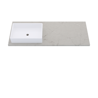 55" Vanderloc Silestone® Quartz Bathroom Vanity Top | Single Rectangle Sink | Offset in Victorian Silver