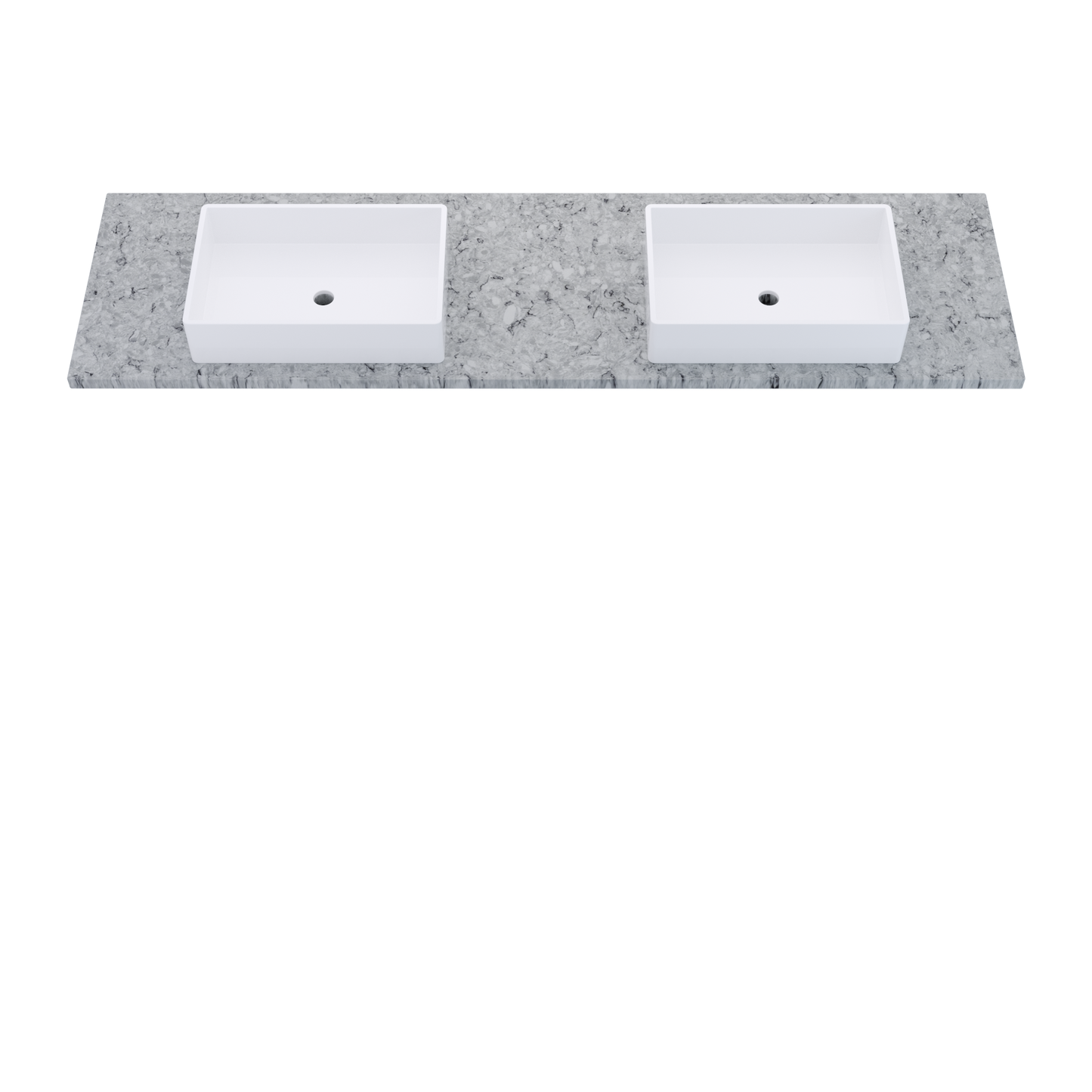 79" Vanderloc Silestone® Quartz Bathroom Vanity Top | Double Vigo Sink | Centered in Pietra