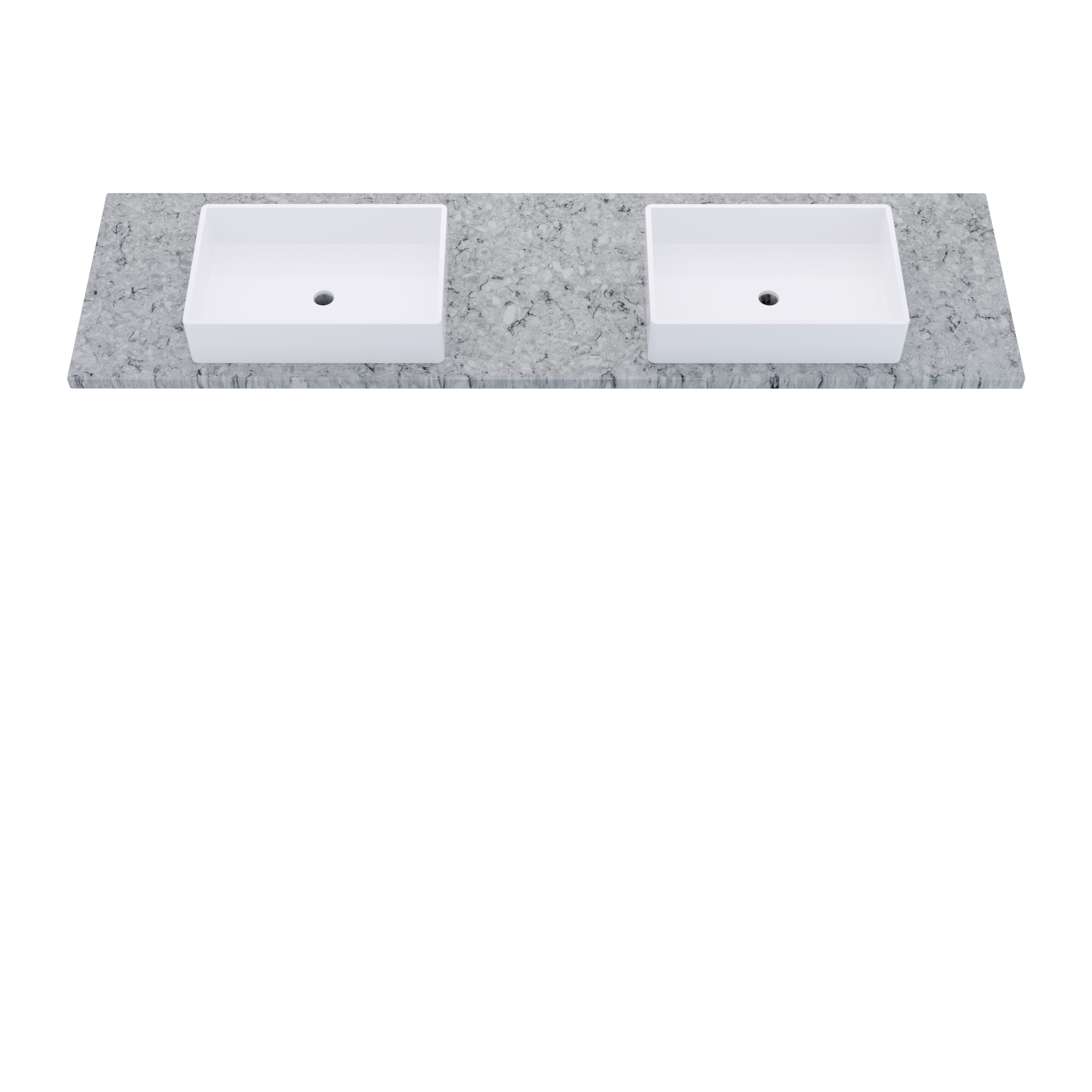 79" Vanderloc Silestone® Quartz Bathroom Vanity Top | Double Vigo Sink | Centered in Pietra