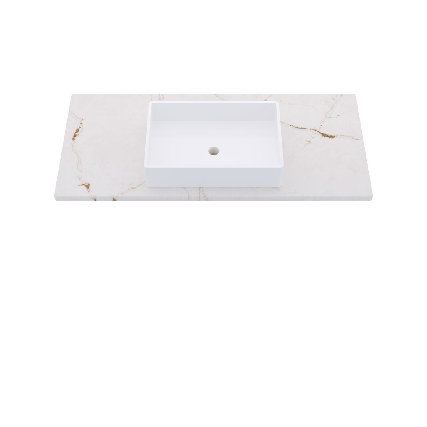 49" Vanderloc Silestone® Quartz Bathroom Vanity Top | Single Vigo Sink | Centered in Versailles Ivory