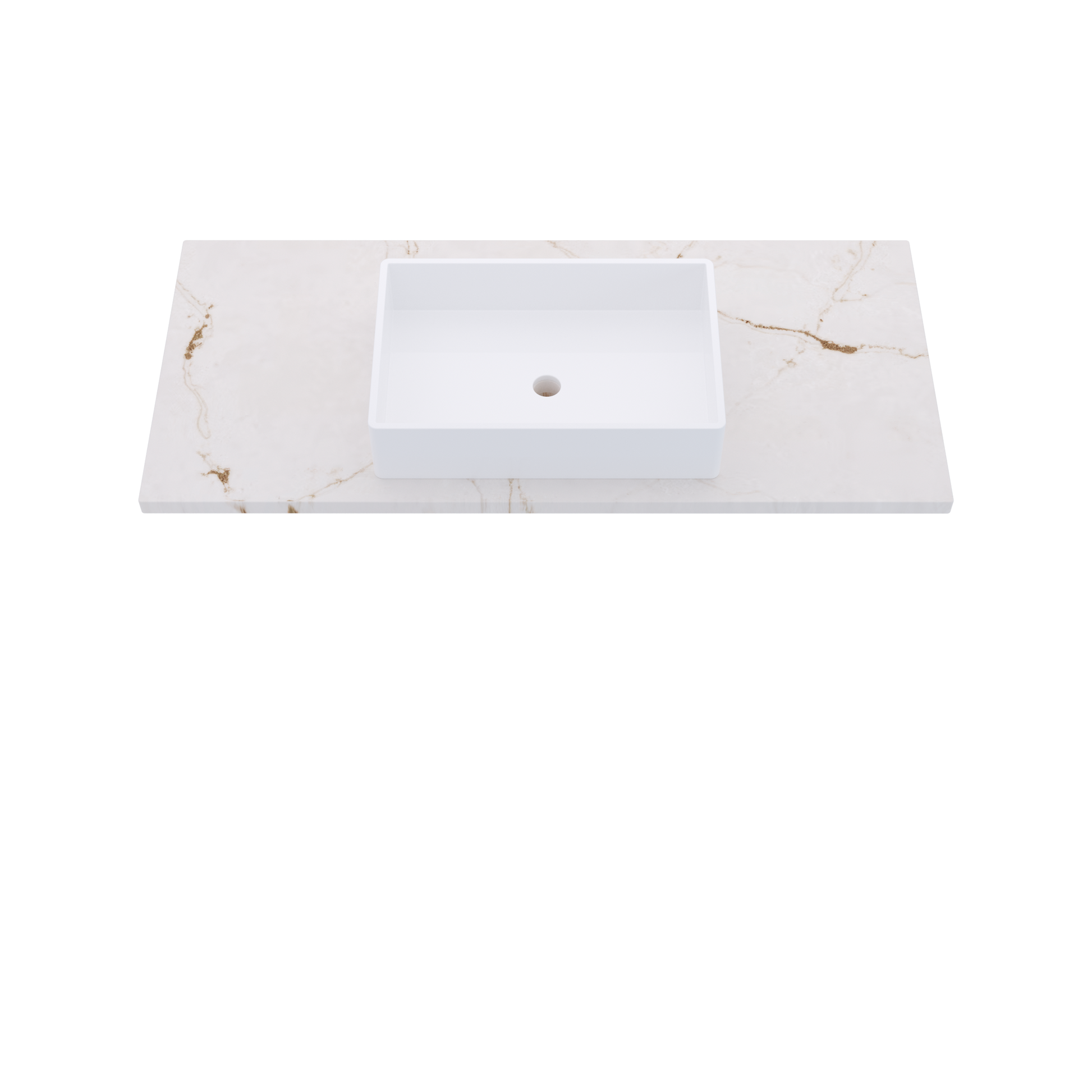 49" Vanderloc Silestone® Quartz Bathroom Vanity Top | Single Vigo Sink | Centered in Versailles Ivory