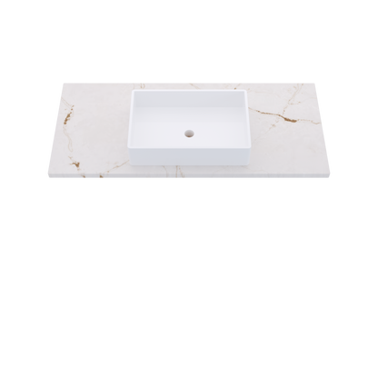 49" Vanderloc Silestone® Quartz Bathroom Vanity Top | Single Vigo Sink | Centered in Versailles Ivory