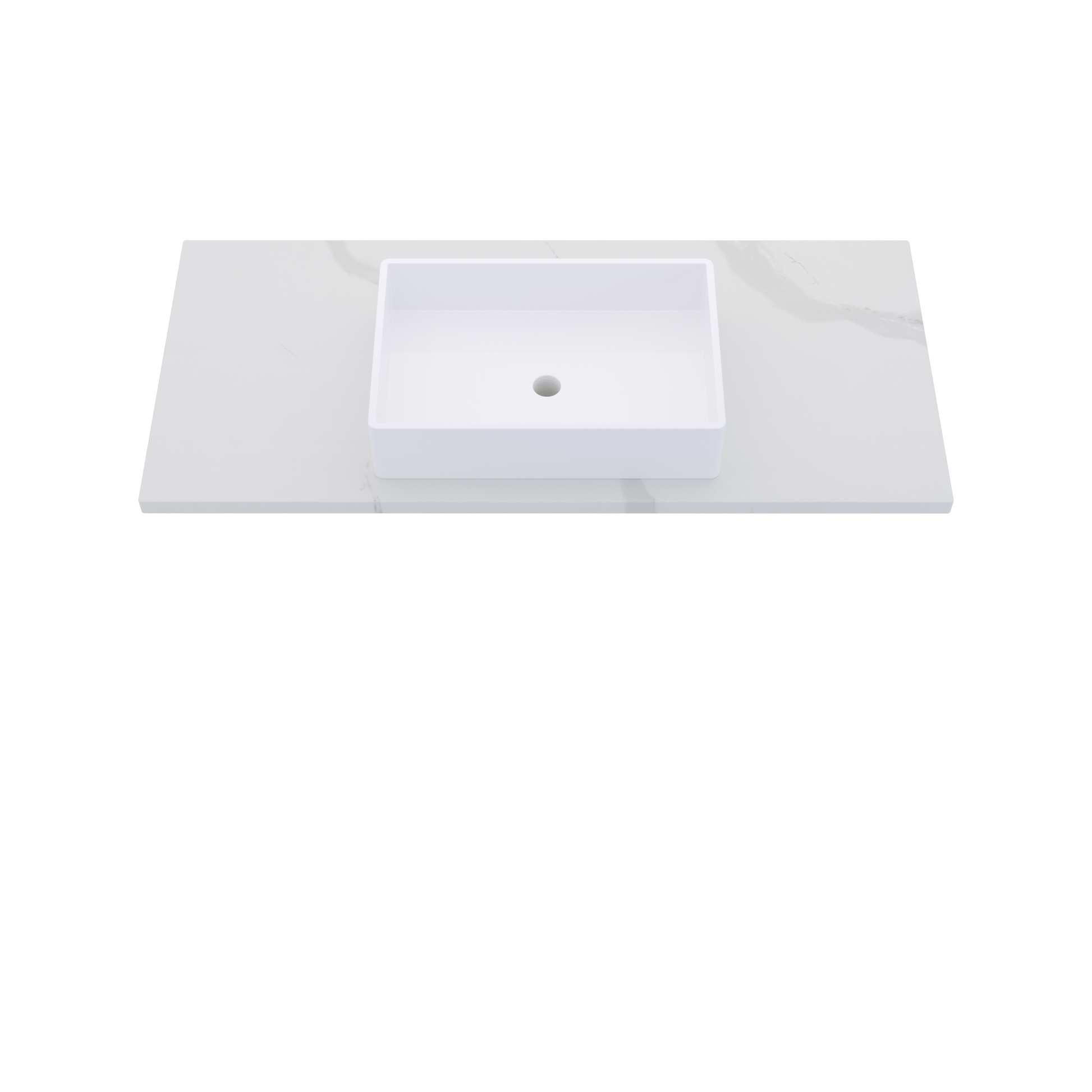 49" Vanderloc Silestone® Quartz Bathroom Vanity Top | Single Vigo Sink | Centered in Classic Calacatta