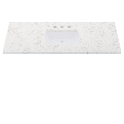 61" Vanderloc Silestone® Quartz Bathroom Vanity Top | Single Rectangle Sink | Centered in Lyra