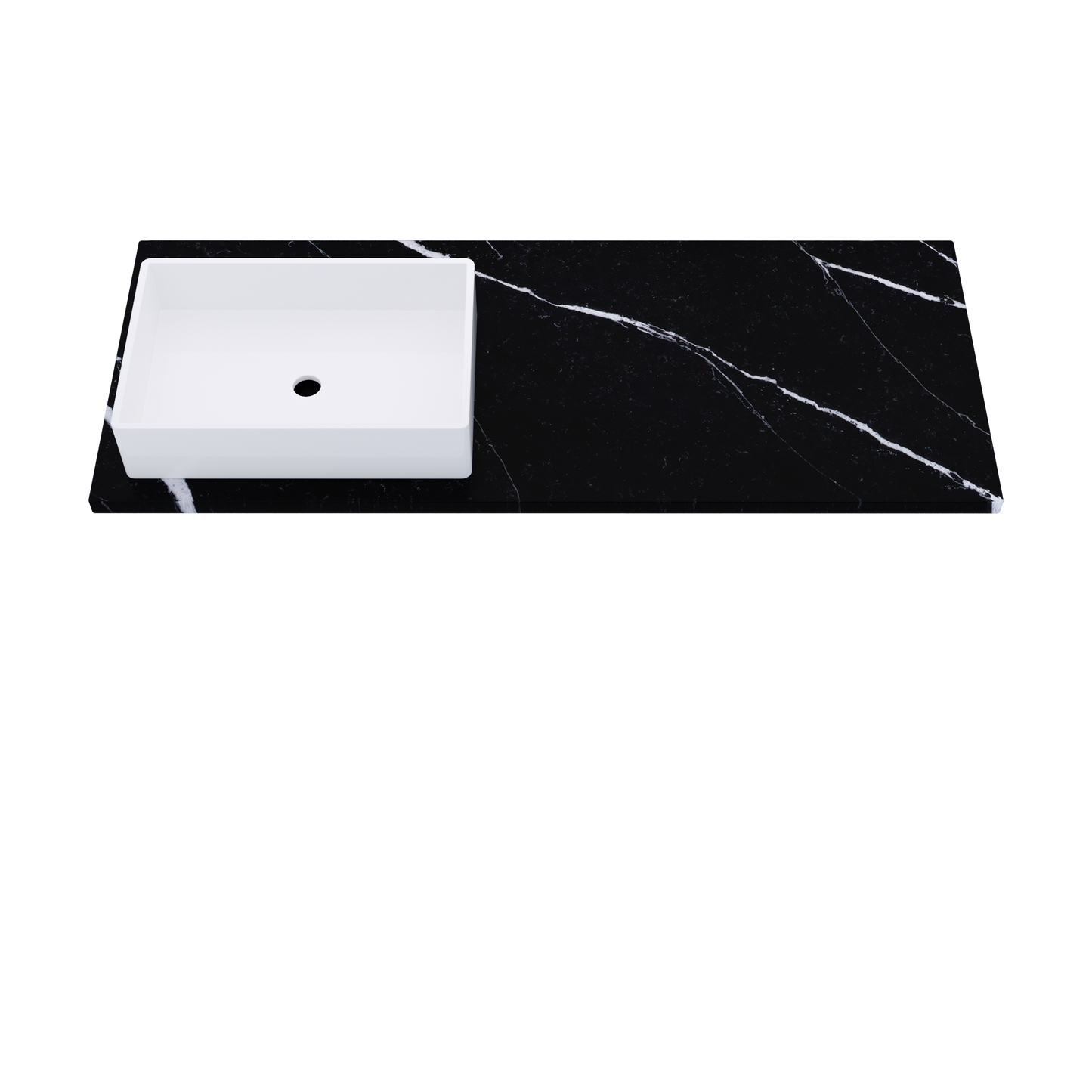 55" Vanderloc Silestone® Quartz Bathroom Vanity Top | Single Rectangle Sink | Offset in Et Marquina