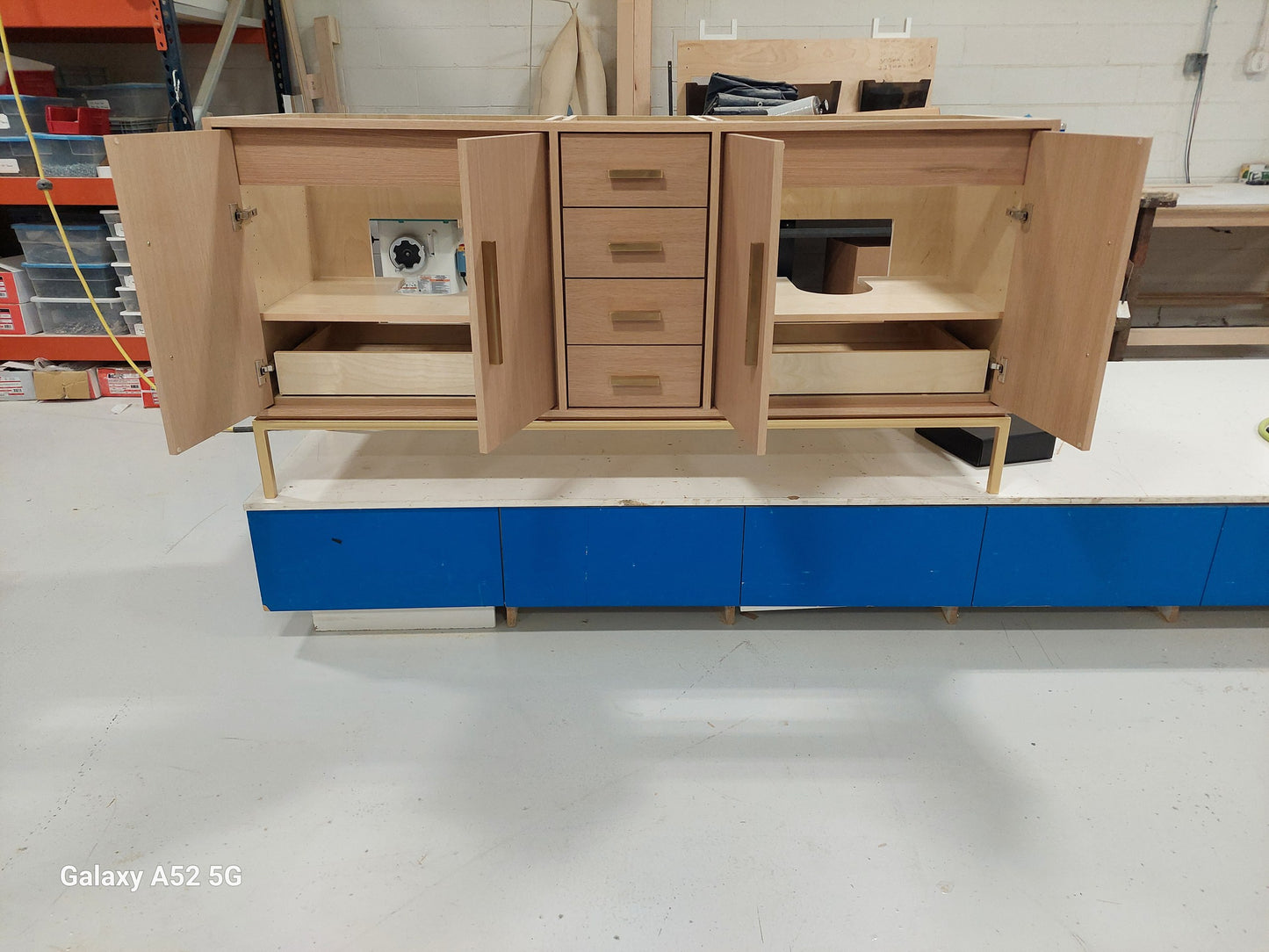 Rift White Oak bath vanity, styled bathroom