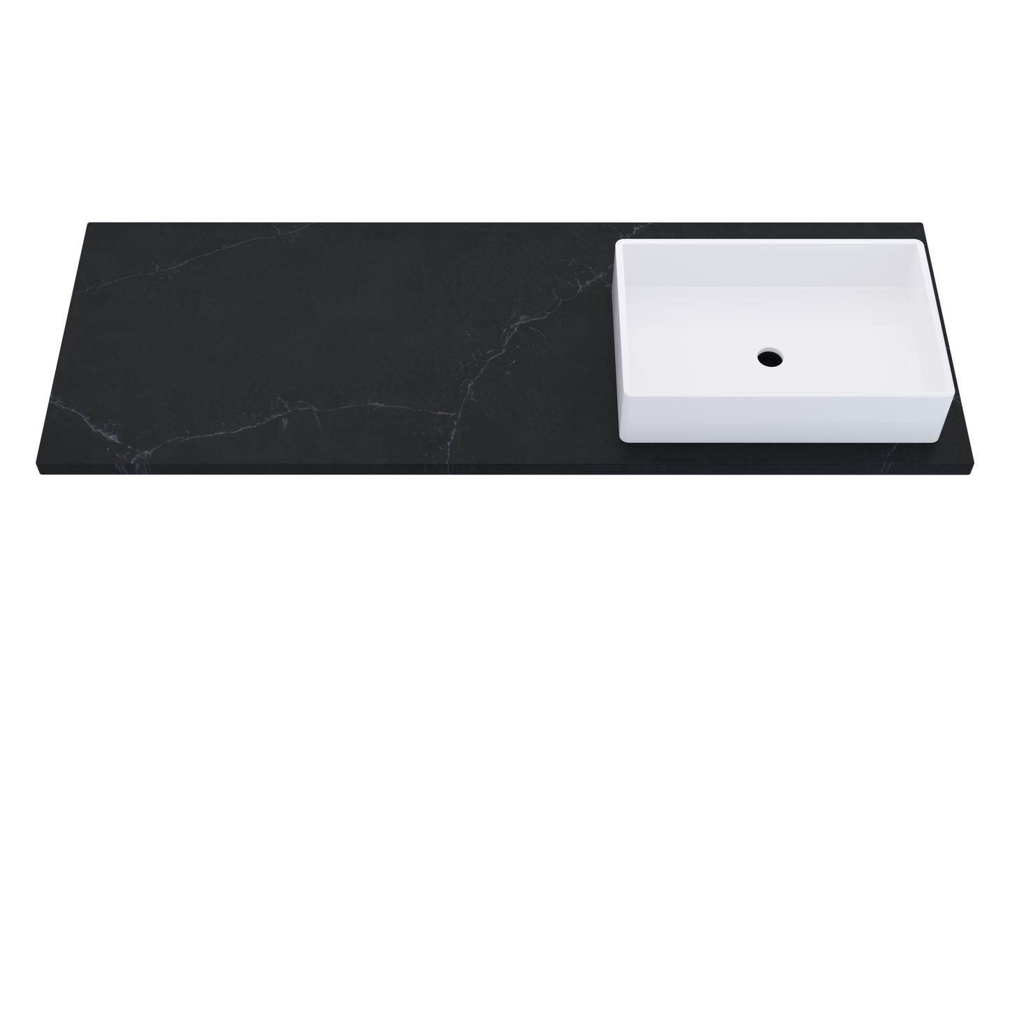 61 inch Vanderloc Silestone quartz vanity top, single Vigo sink, right offset, Eternal Charcoal