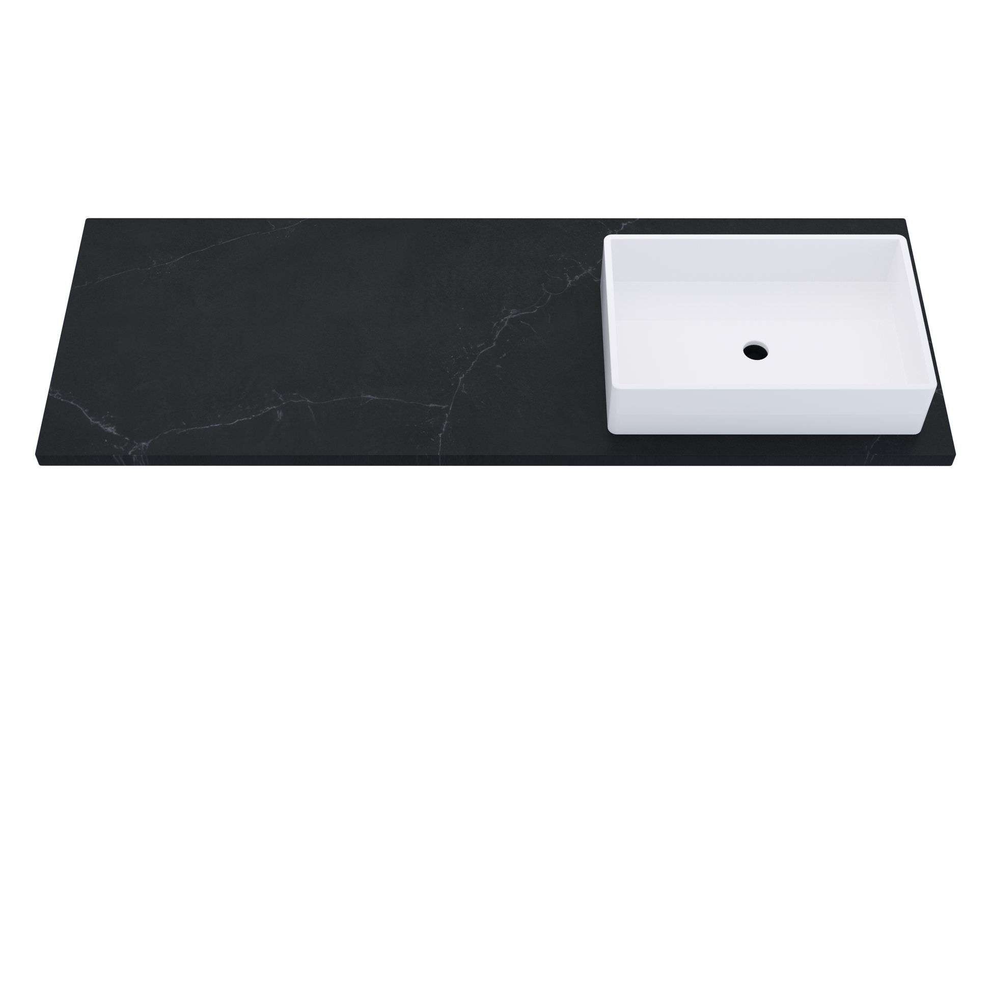 61 inch Vanderloc Silestone quartz vanity top, single Vigo sink, right offset, Eternal Charcoal