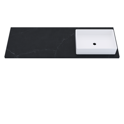 61 inch Vanderloc Silestone quartz vanity top, single Vigo sink, right offset, Eternal Charcoal