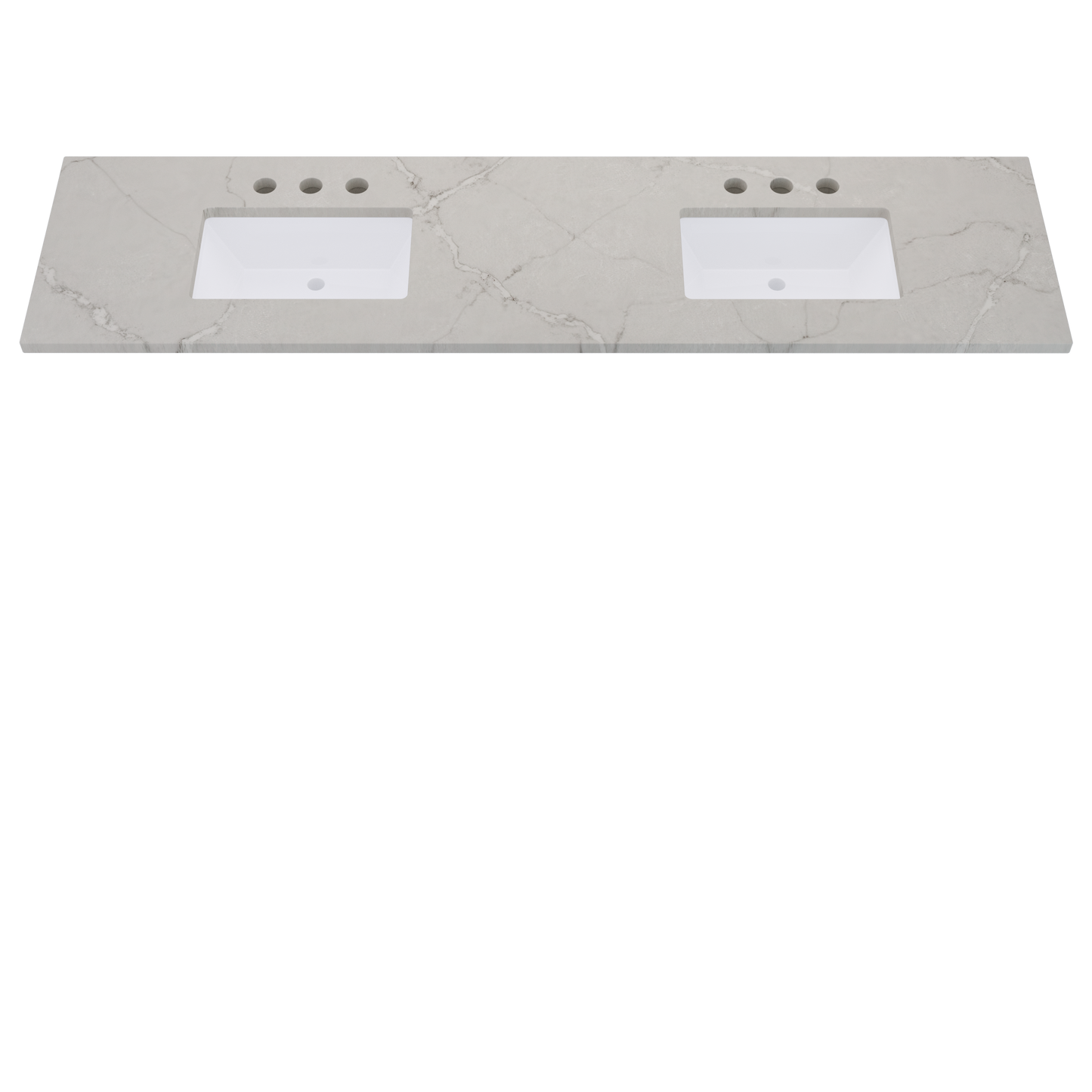 85" Vanderloc Silestone® Quartz Bathroom Vanity Top | Double Rectangle Sink | Centered in Victorian Silver