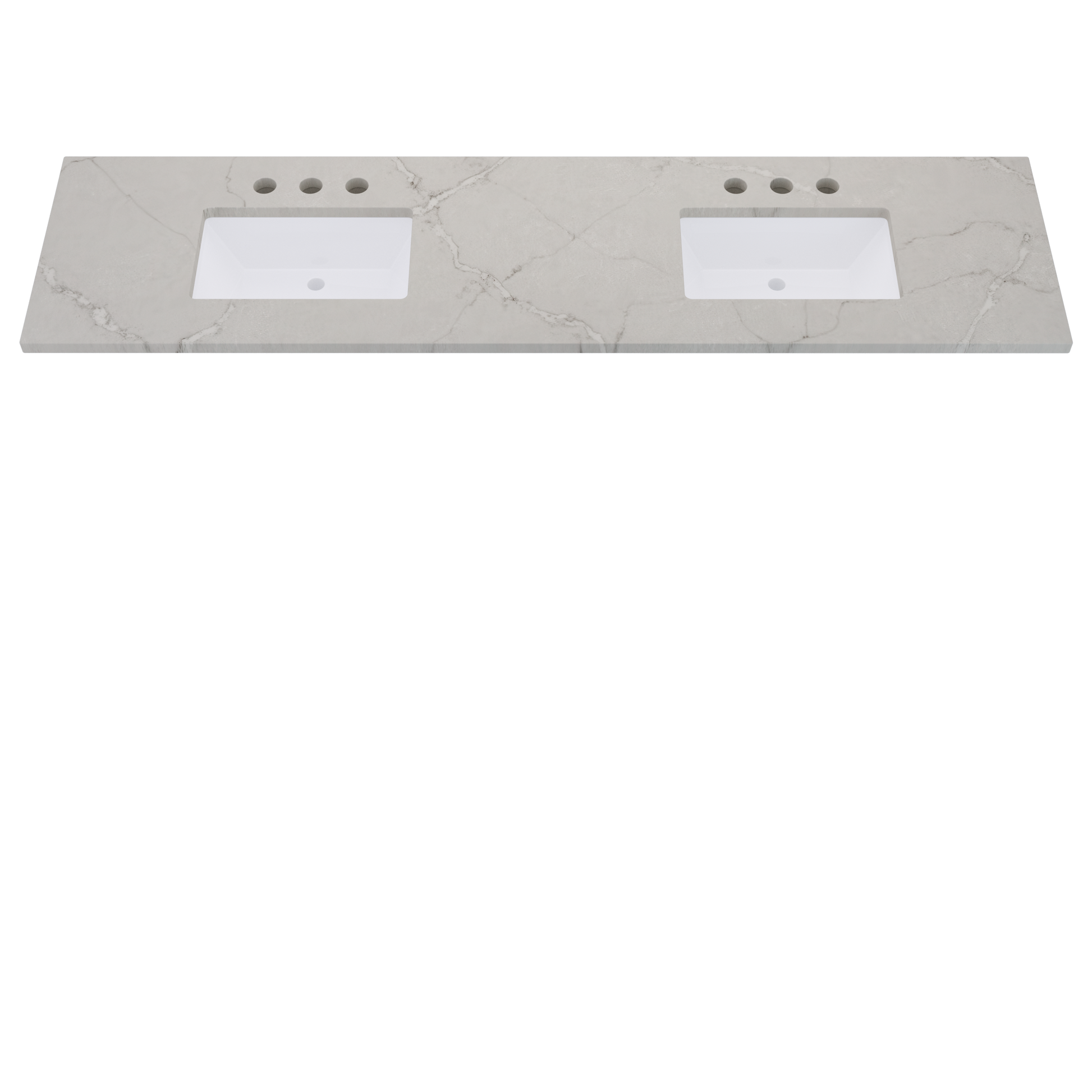 85" Vanderloc Silestone® Quartz Bathroom Vanity Top | Double Rectangle Sink | Centered in Victorian Silver