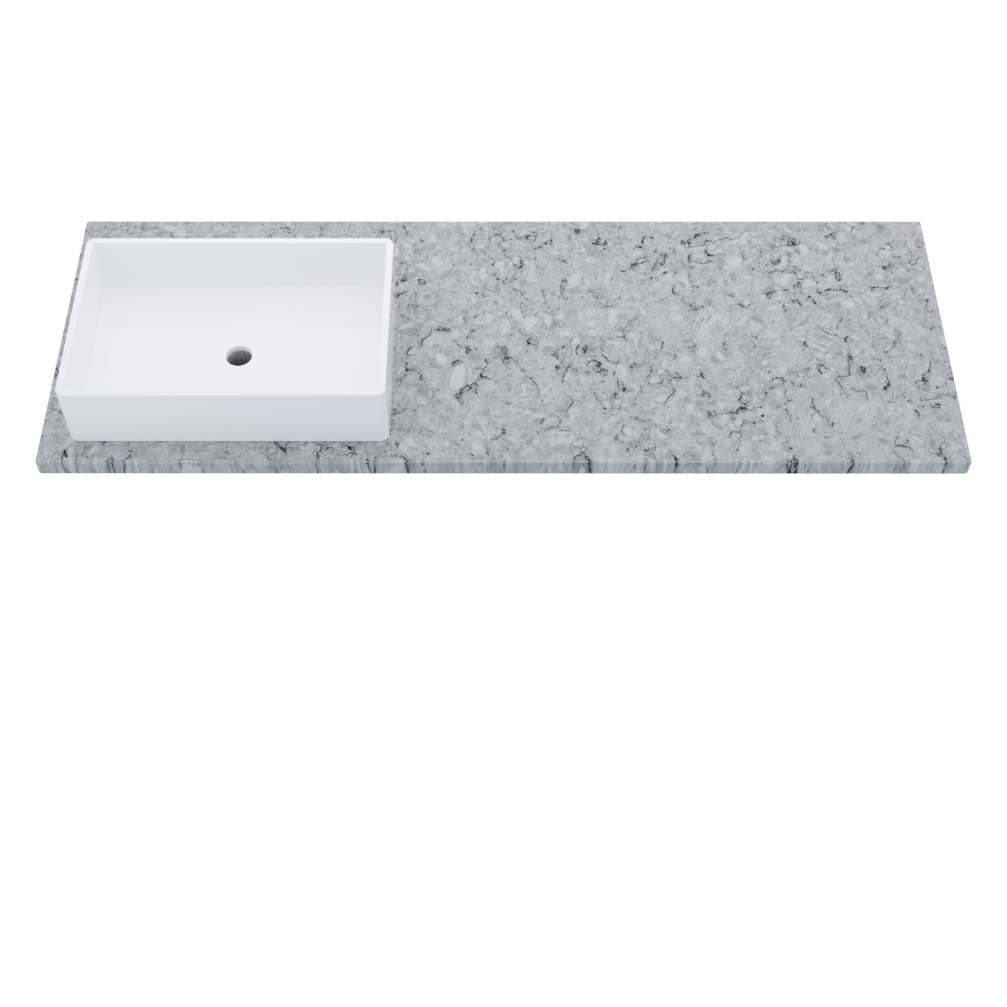 61" Vanderloc Silestone® Quartz Bathroom Vanity Top | Single Rectangle Sink | Offset in Pietra