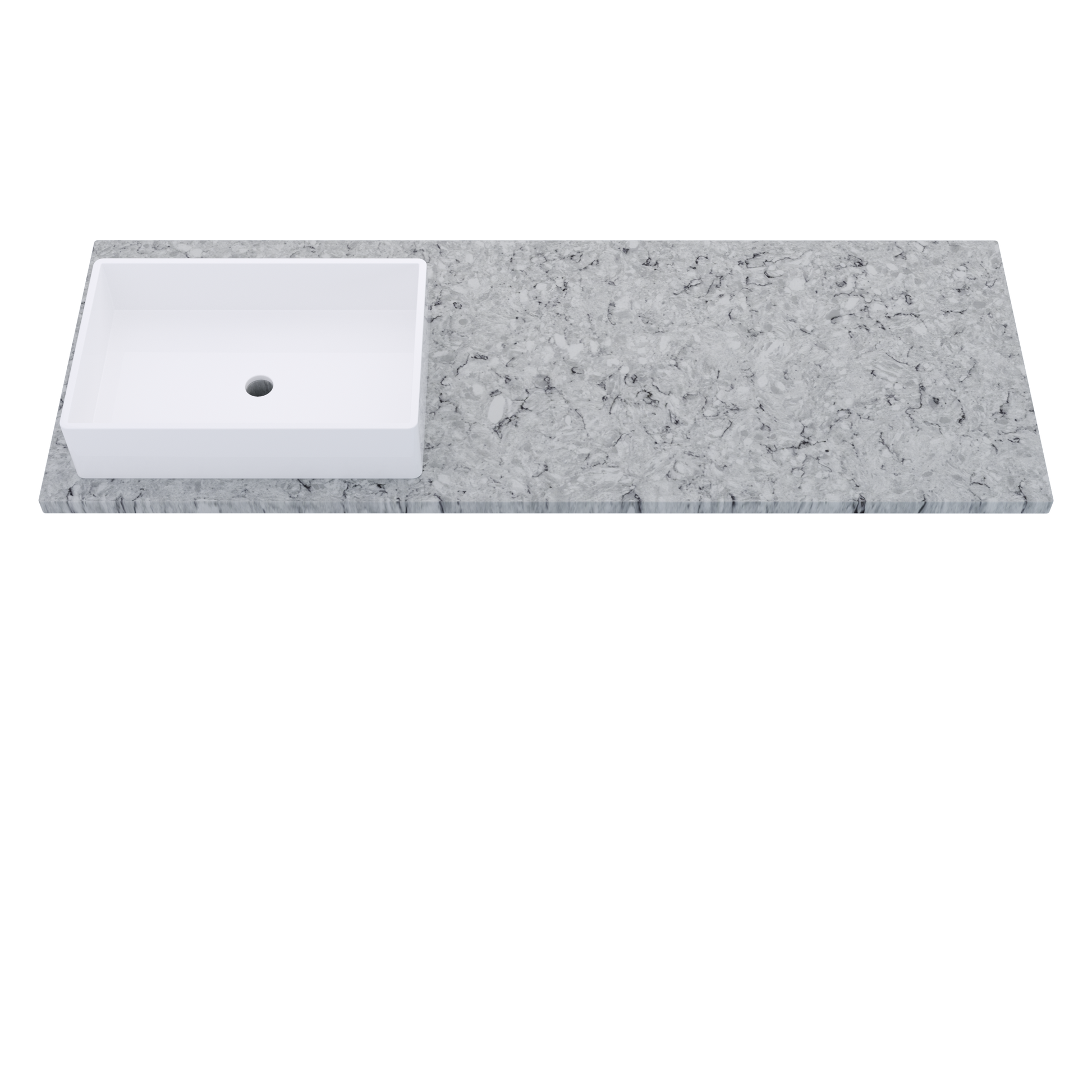 61" Vanderloc Silestone® Quartz Bathroom Vanity Top | Single Rectangle Sink | Offset in Pietra