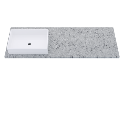 61" Vanderloc Silestone® Quartz Bathroom Vanity Top | Single Rectangle Sink | Offset in Pietra