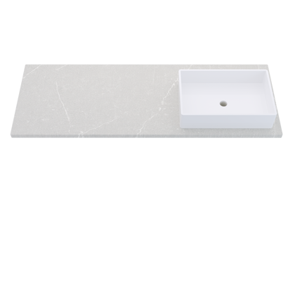 61 inch Vanderloc Silestone quartz vanity top, single Vigo sink, right offset, Desert Silver