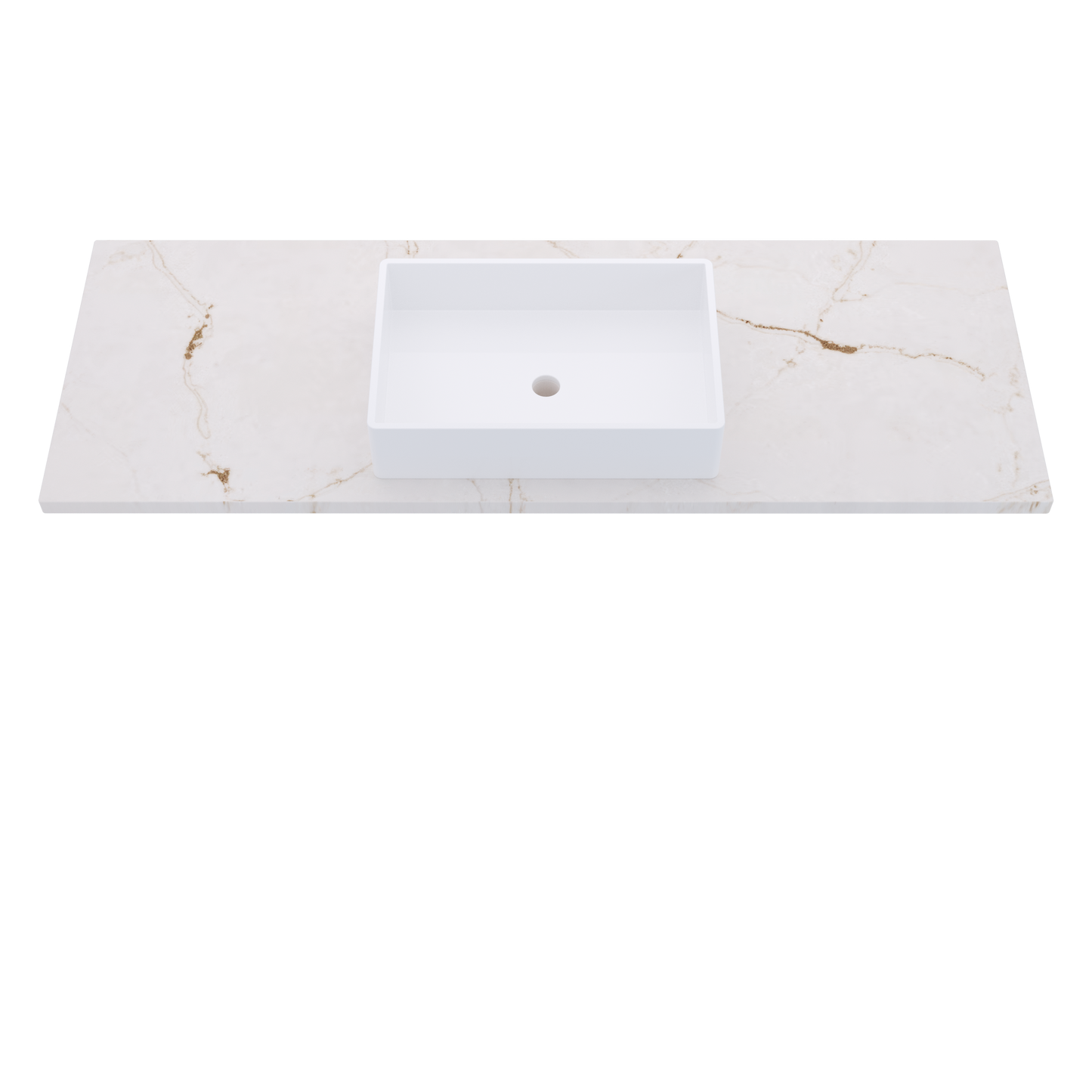 61" Vanderloc Silestone® Quartz Bathroom Vanity Top | Single Vigo Sink | Centered in Versailles Ivory