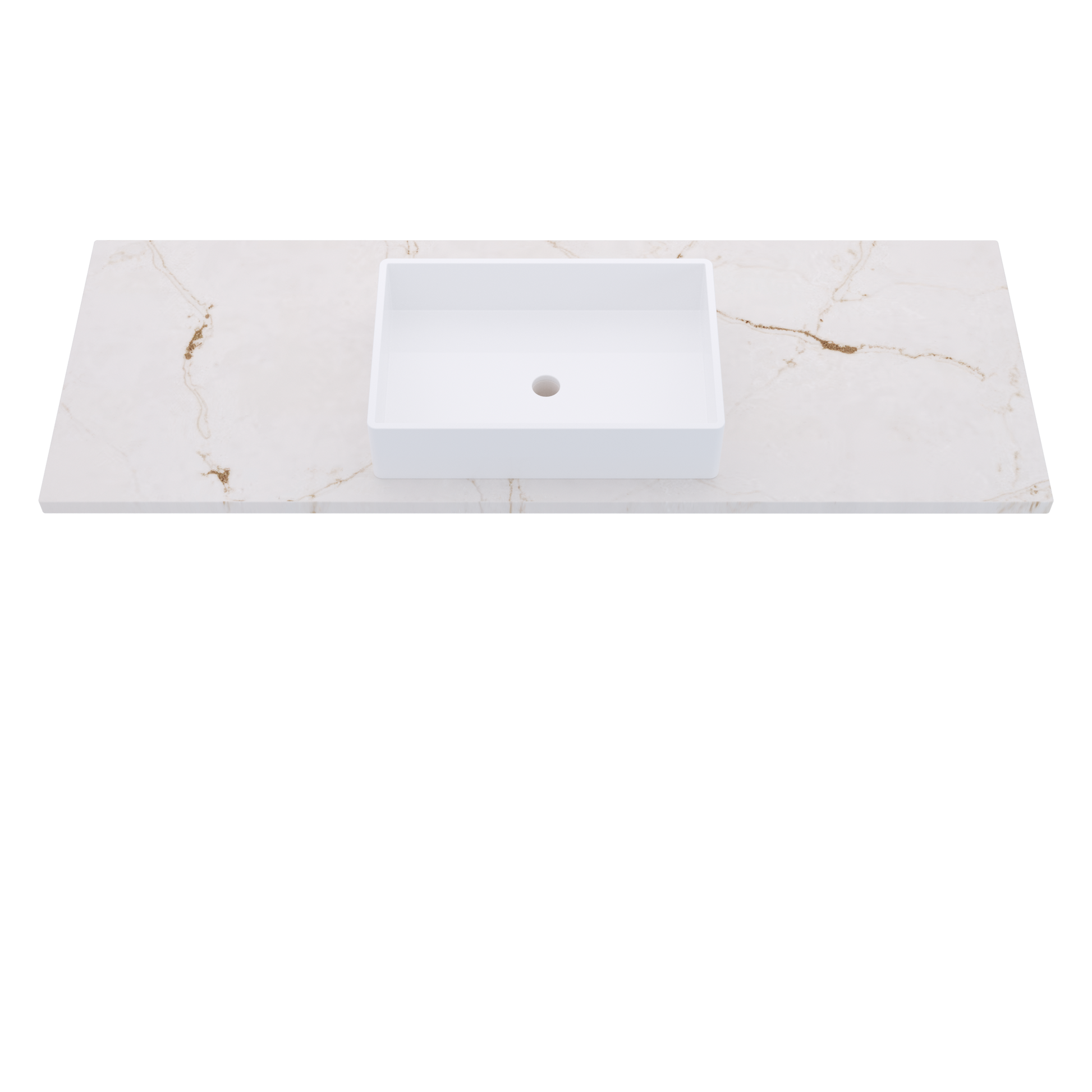61" Vanderloc Silestone® Quartz Bathroom Vanity Top | Single Vigo Sink | Centered in Versailles Ivory