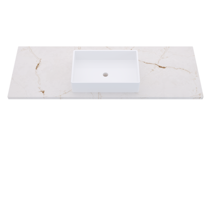 61" Vanderloc Silestone® Quartz Bathroom Vanity Top | Single Vigo Sink | Centered in Versailles Ivory